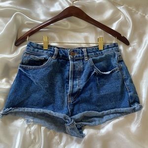 Medium Wash High Waisted Button Up Denim Shorts